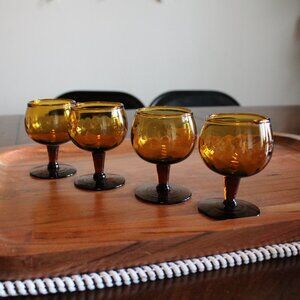 vintage faint swirl amber glasses